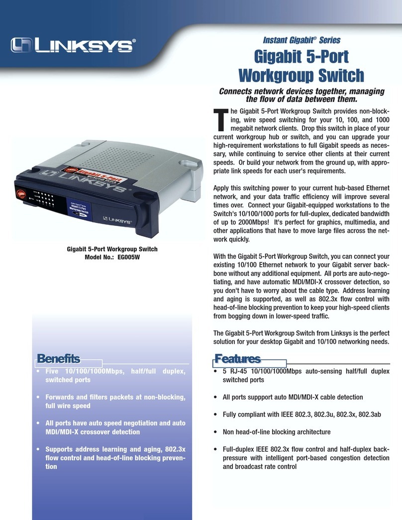 Linksys EG005W - Instant Gigabit Workgroup Switch User manual