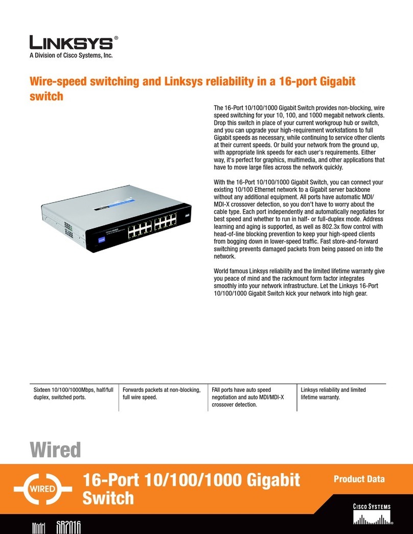 Linksys SR2016 - Cisco - 10/100/1000 Gigabit Switch Operation manual