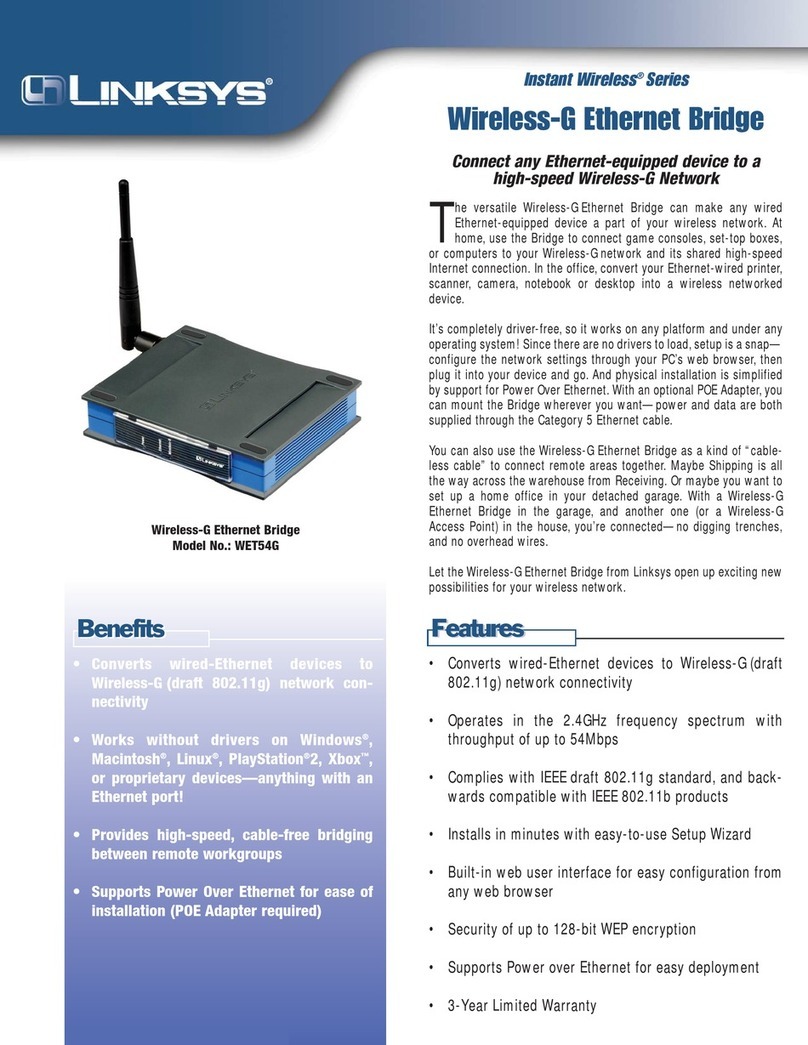 Linksys WET54G - Wireless-G EN Bridge User manual