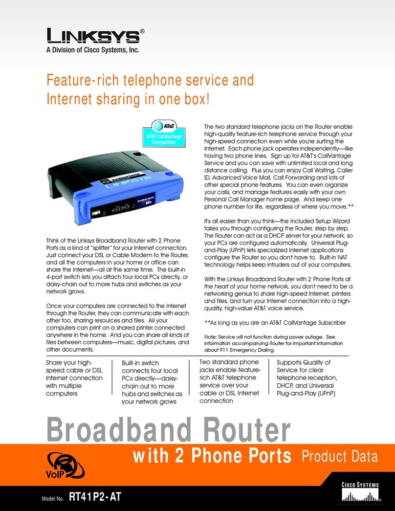 Linksys RT41P2-AT - Broadband Router With 2 Phone Ports At&t Service... Operation manual
