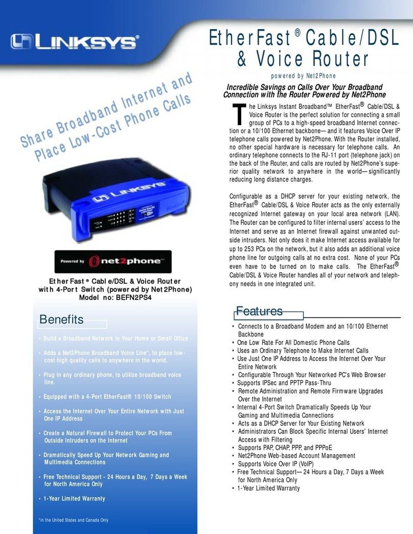 Linksys BEFN2PS4 - EtherFast Cable/DSL And Voice... Specifications