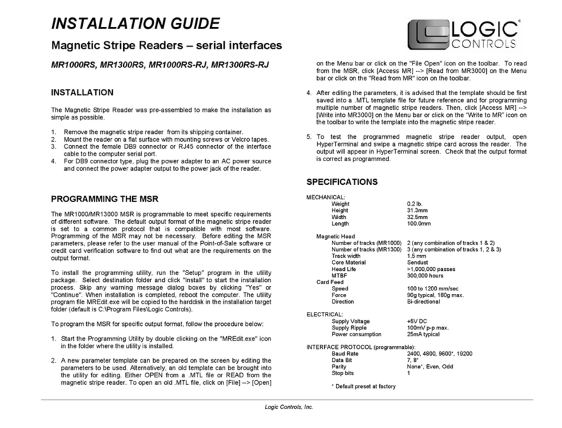 Logic Controls MR1000 User manual