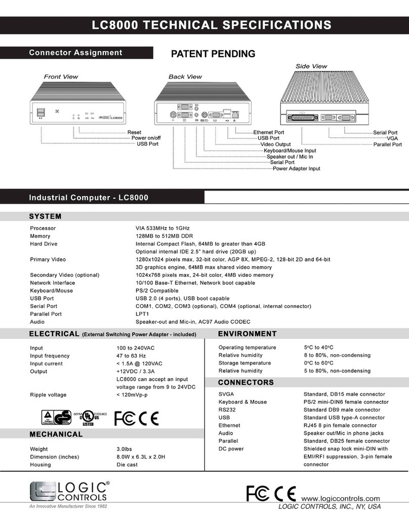 Logic Controls LC8000 Series Technical specifications Logic Controls LC8000 Series Technical specifications