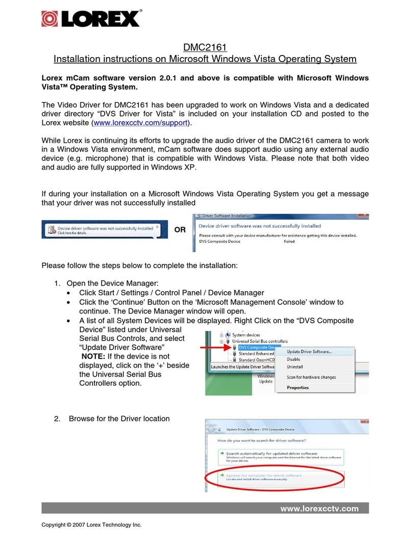 Lorex DMC2161 installation instructions