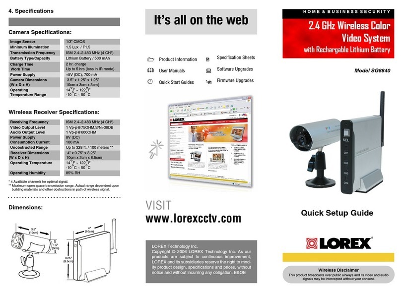 Lorex SG8840 Quick setup guide