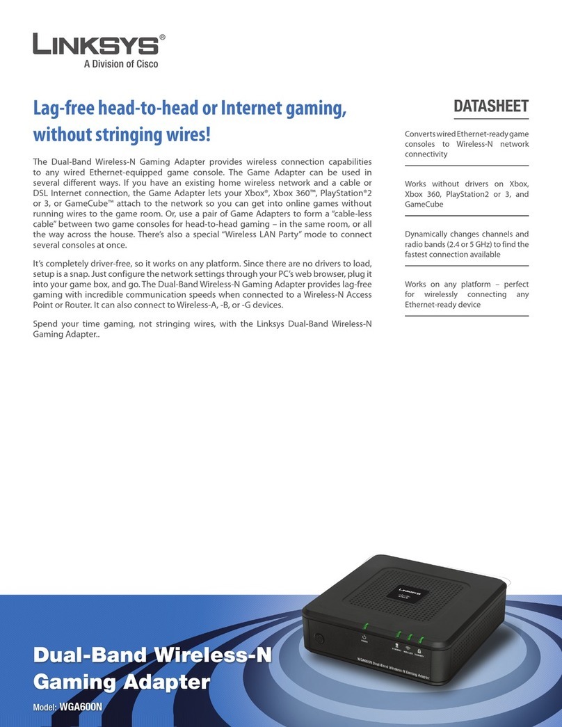 Linksys WGA600N - Wireless-N Gaming Adapter Bridge User manual