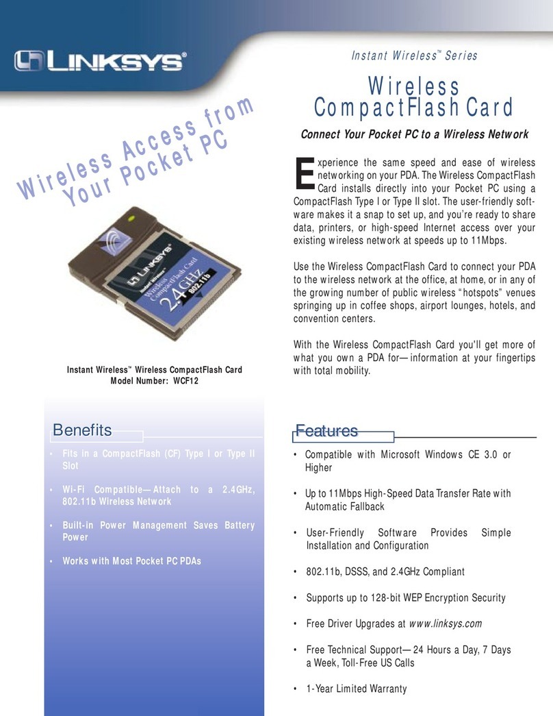 Linksys WCF12 - Wireless-B Network CompactFlash Card User manual
