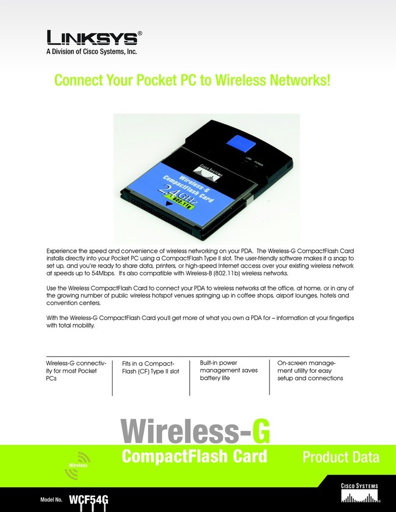 Linksys WCF54G - Wireless-G Compact Flash Card Product data