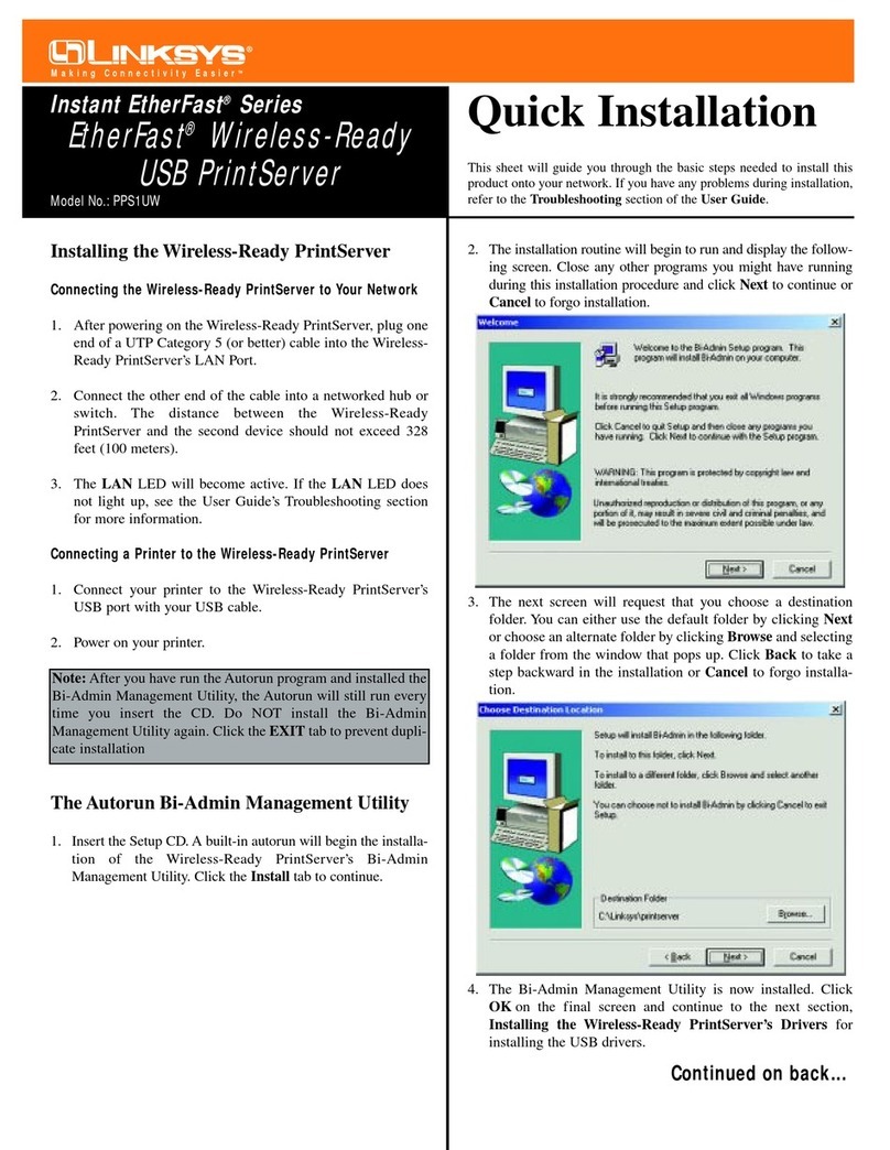 Linksys PPS1UW - EtherFast Wireless-Ready USB PrintServer Print... Original operating instructions Linksys PPS1UW - EtherFast Wireless-Ready USB PrintServer Print... Original operating instructions
