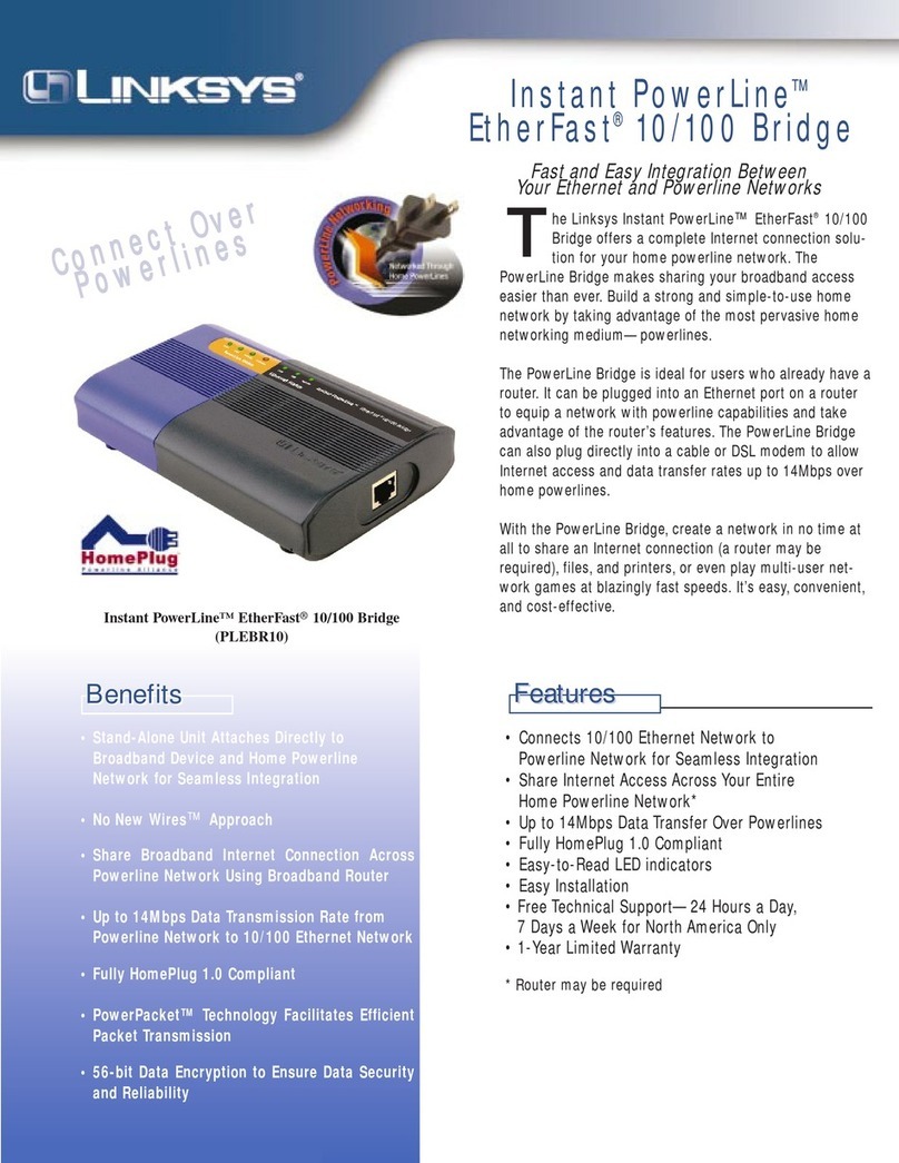 Linksys Instant PowerLine PLEBR10 User manual