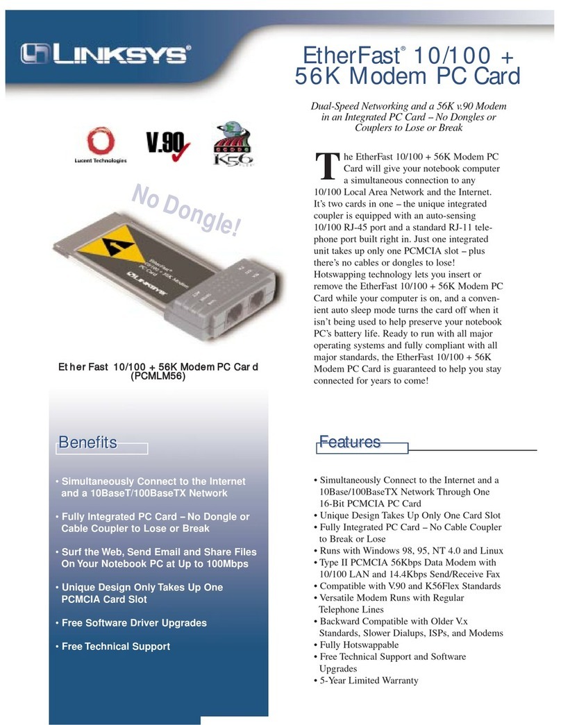 Linksys PCMLM56 - EtherFast - 56 Kbps Network User manual
