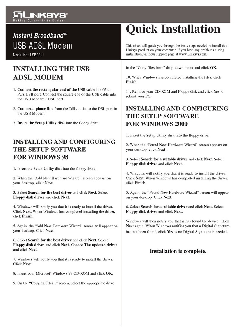 Linksys USBDSL1 Quick installation