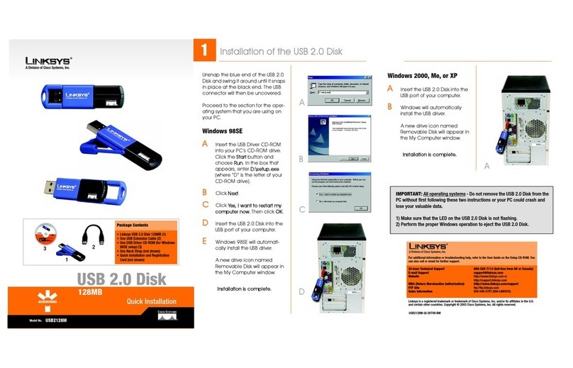 Linksys USB2128M Quick installation