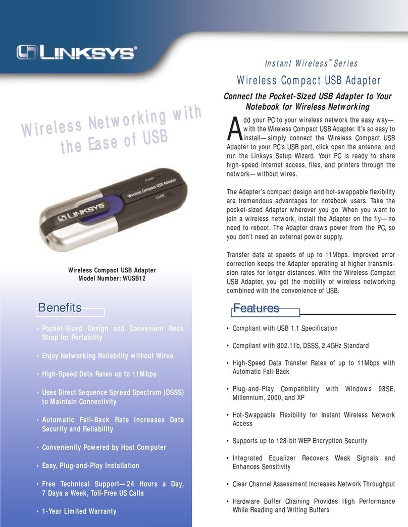 Linksys WUSB12 Specifications