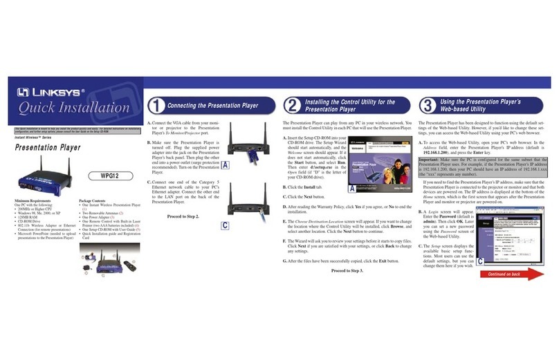 Linksys WPG12 - Wireless Presentation Player Quick installation