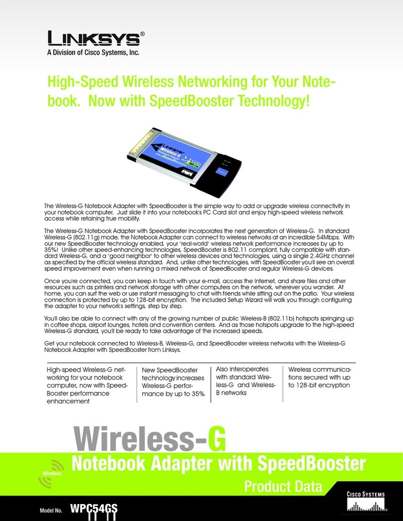 Linksys WPC54GS - Refurb Wrls-g Notebook Adr Spdbstr No... Operation manual