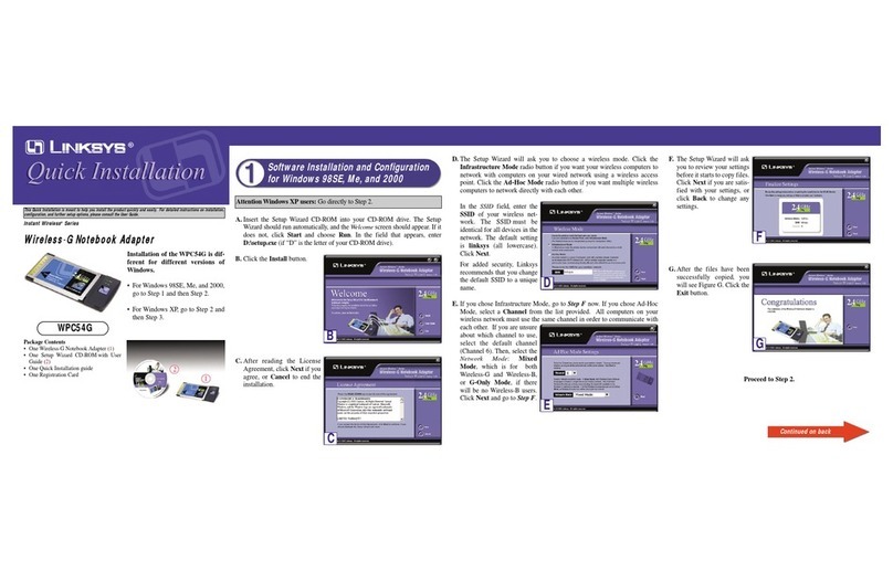 Linksys WPC54G EU Quick installation