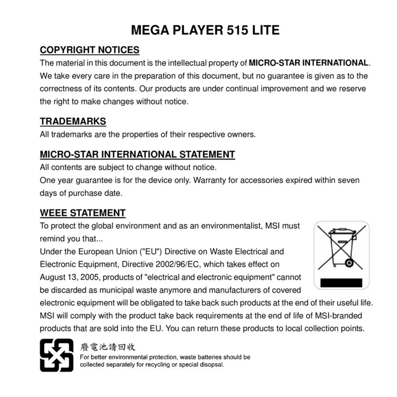 MSI Mega Player 515 Lite reference guide