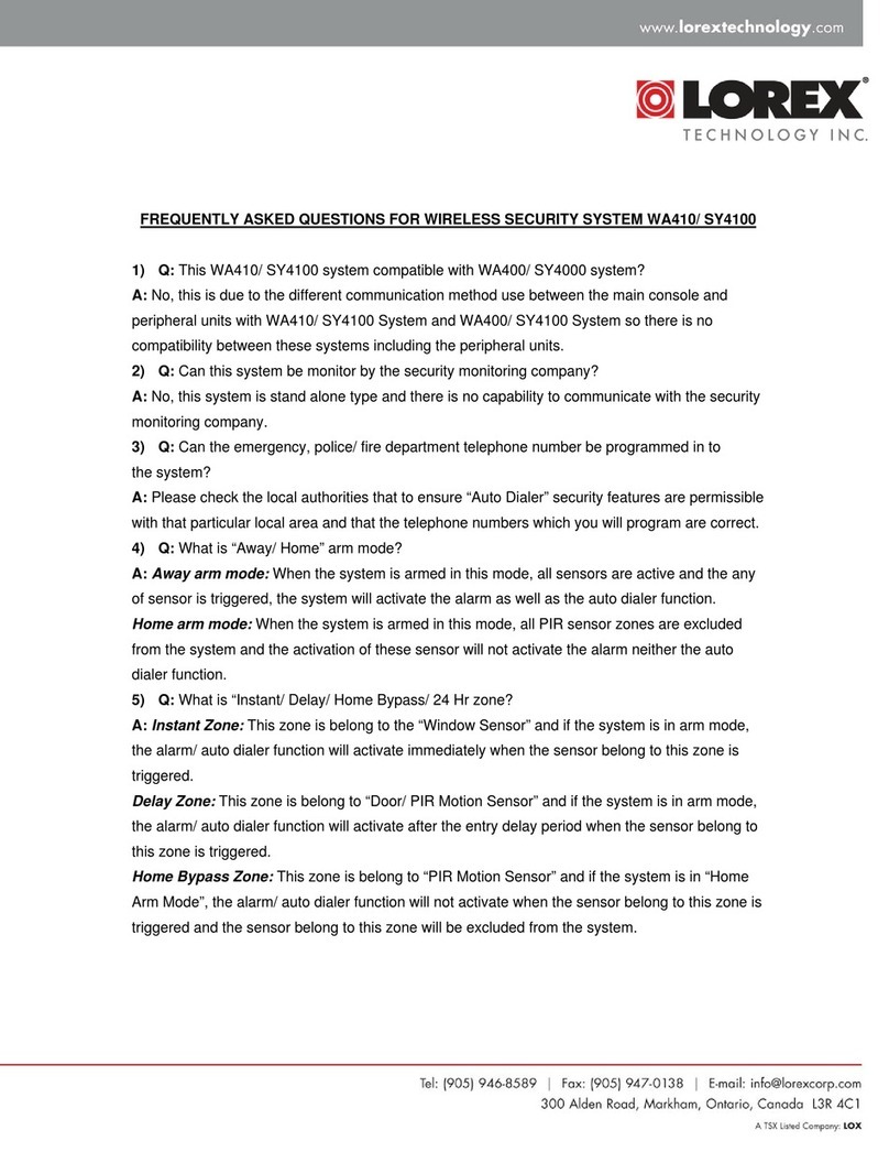 Lorex WA-410 Frequently asked questions