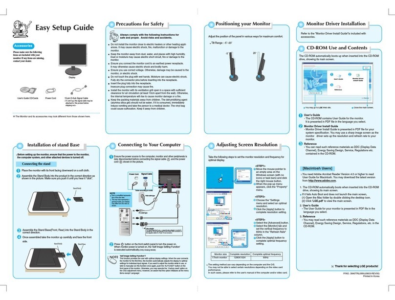 LG Flatron L1718S Quick start guide