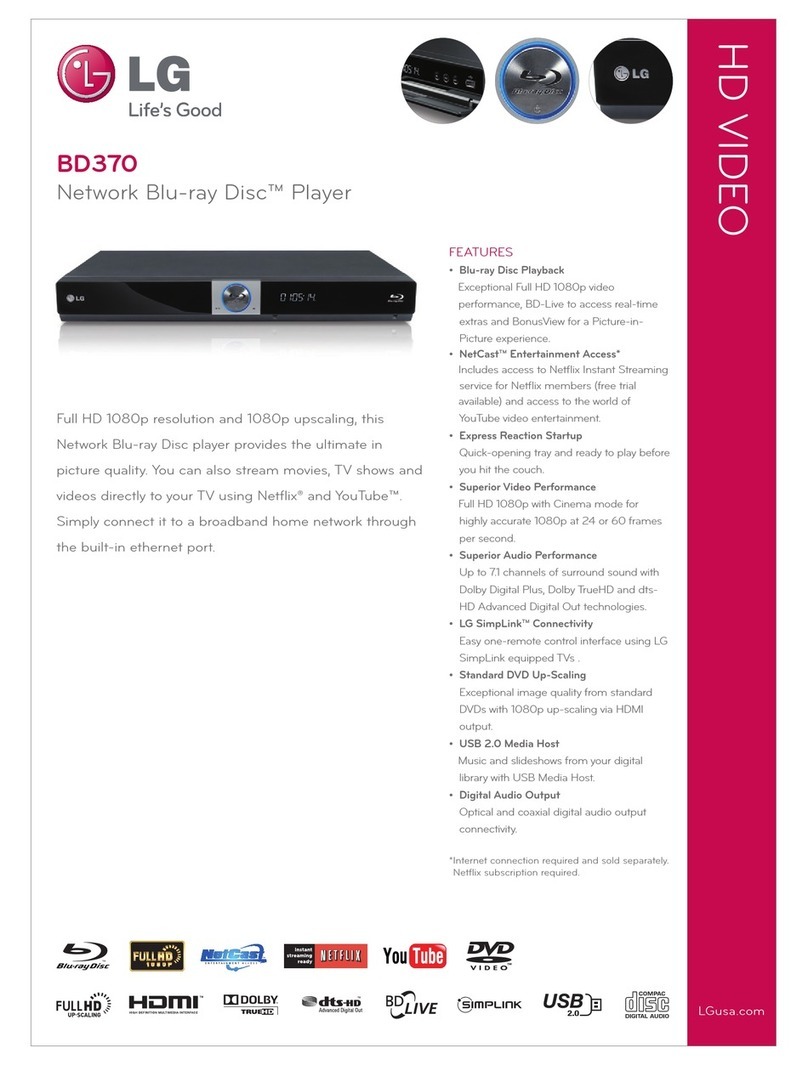 LG BD-370 -  Blu-Ray Disc Player Specifications