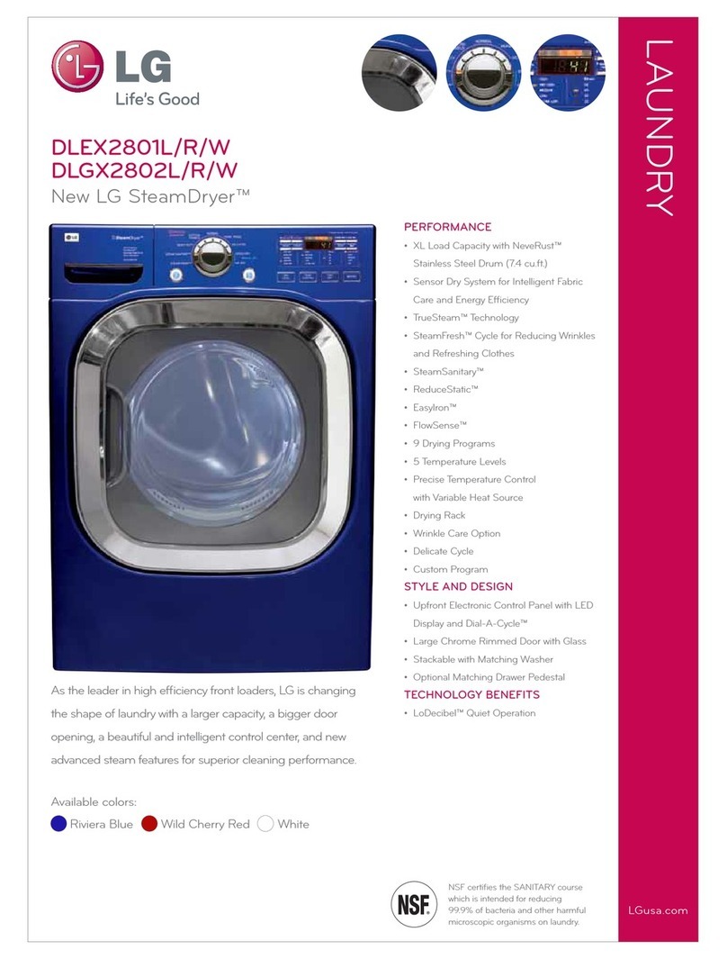 LG SteamDryer DLEX2801 Specifications