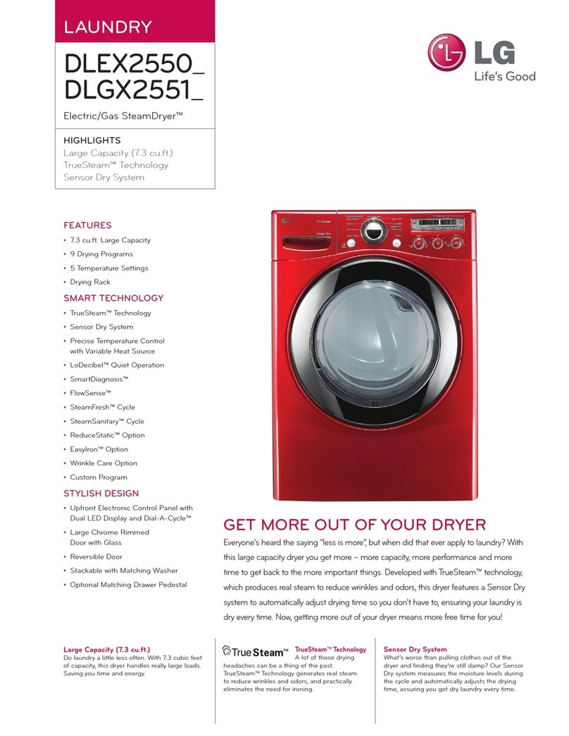 LG Steam Dryer DLEX2550 Series User manual LG Steam Dryer DLEX2550 Series User manual