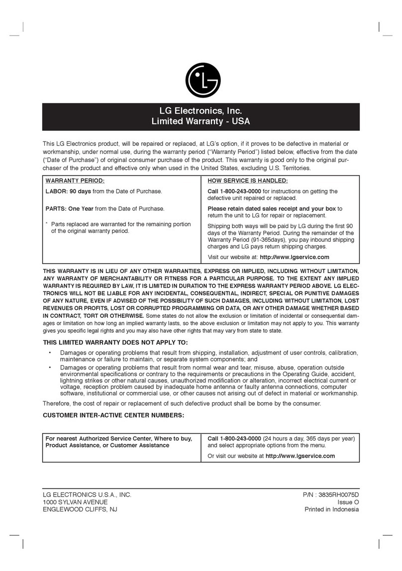 LG LHY-518 Warranty