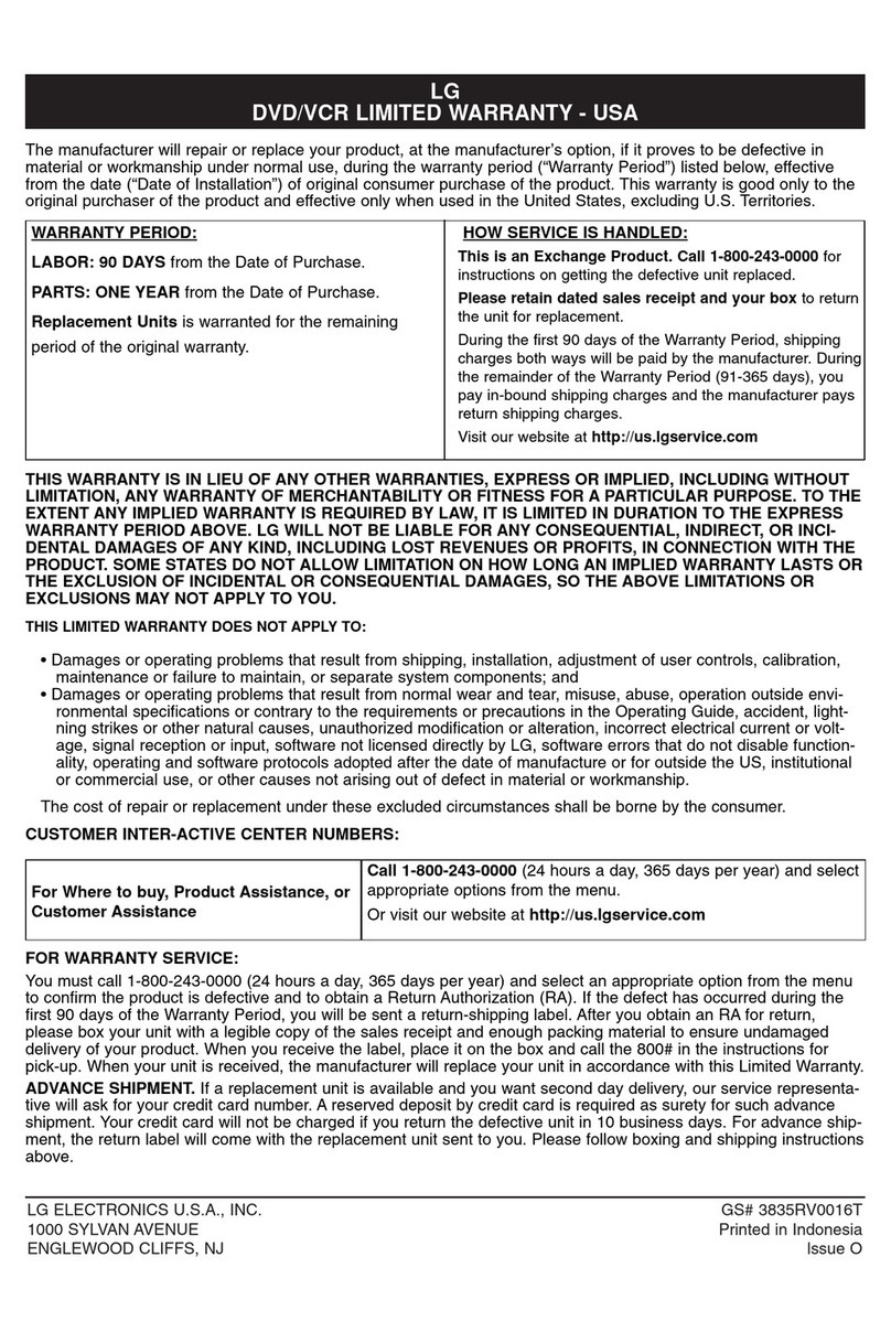 LG LDX-514 Warranty