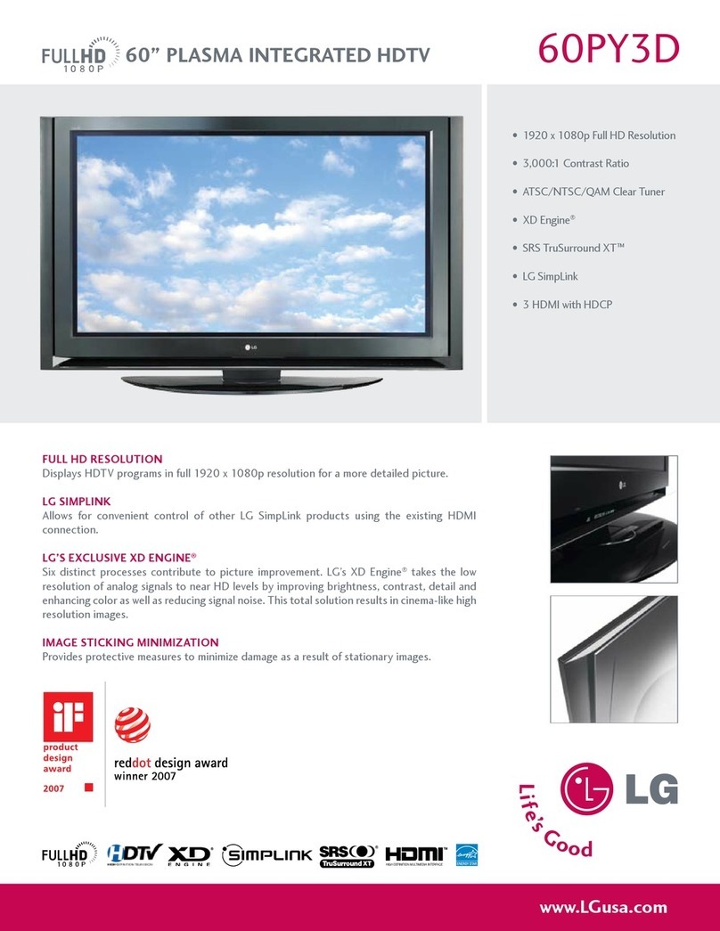 LG 60PY3D -  - 60" Plasma TV User manual