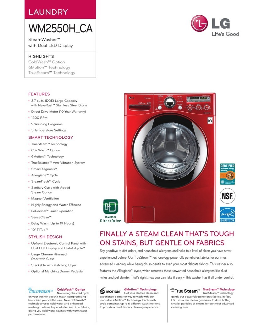 LG WM2550H Series Specifications