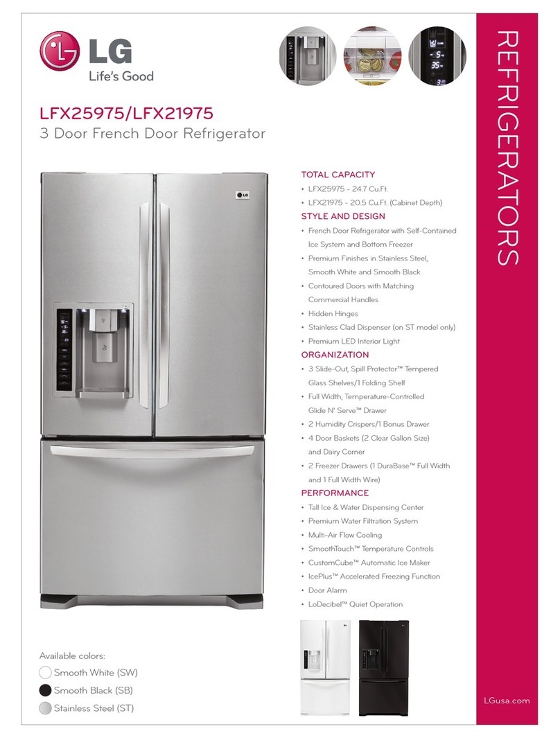 LG LFX21975ST - 20.5 Cu. Ft. Bottom Freezer... Specification sheet