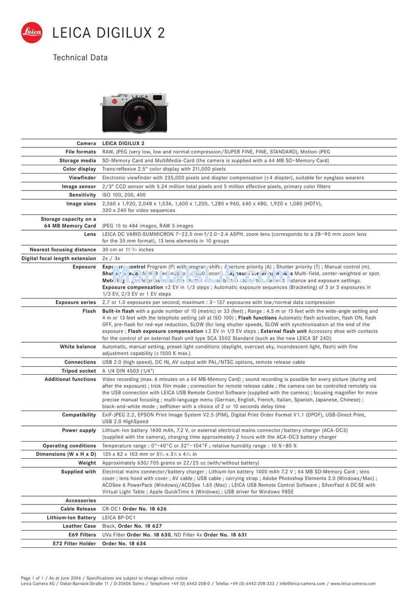 Leica Digilux 2 Instruction manual