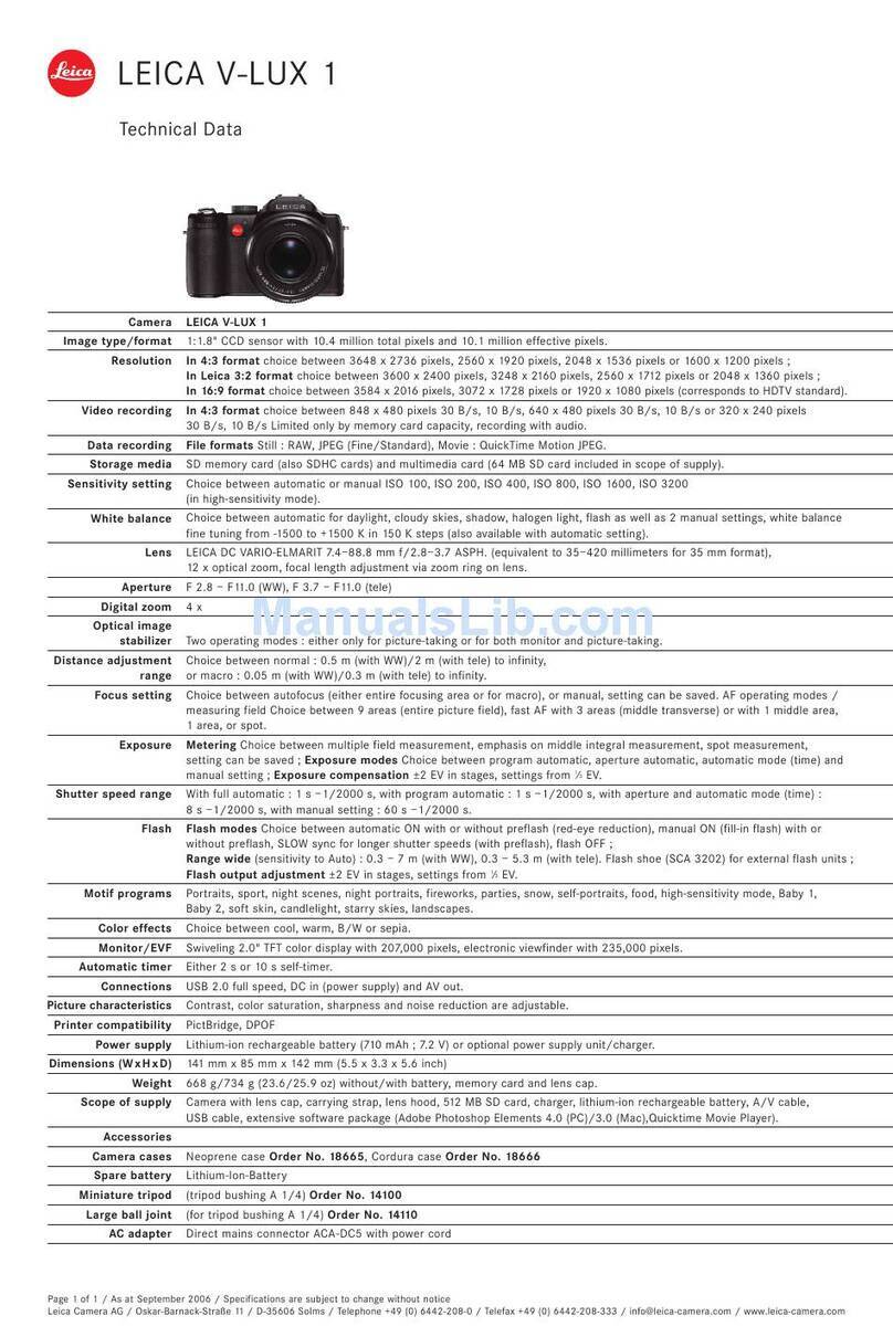 Leica V-LUX 1 Technical data