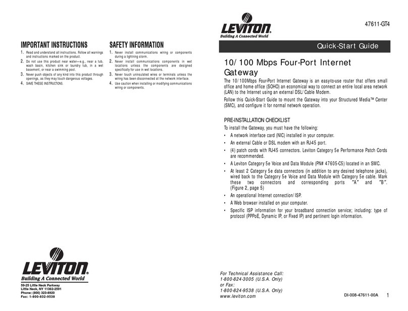 Leviton 47611-GT4 quick start guide Leviton 47611-GT4 quick start guide