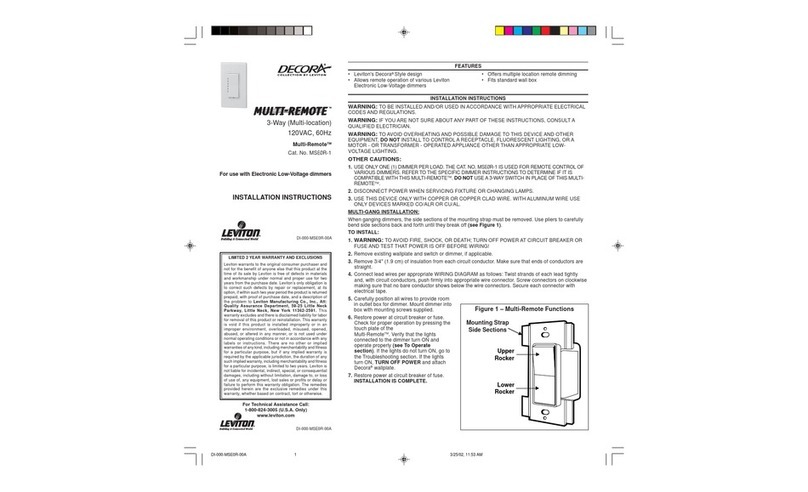 Leviton Decora Multi-Remote MSE0R-1 installation instructions