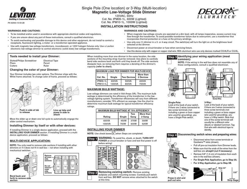 Leviton Decora Illumatech IPM06-1L User manual