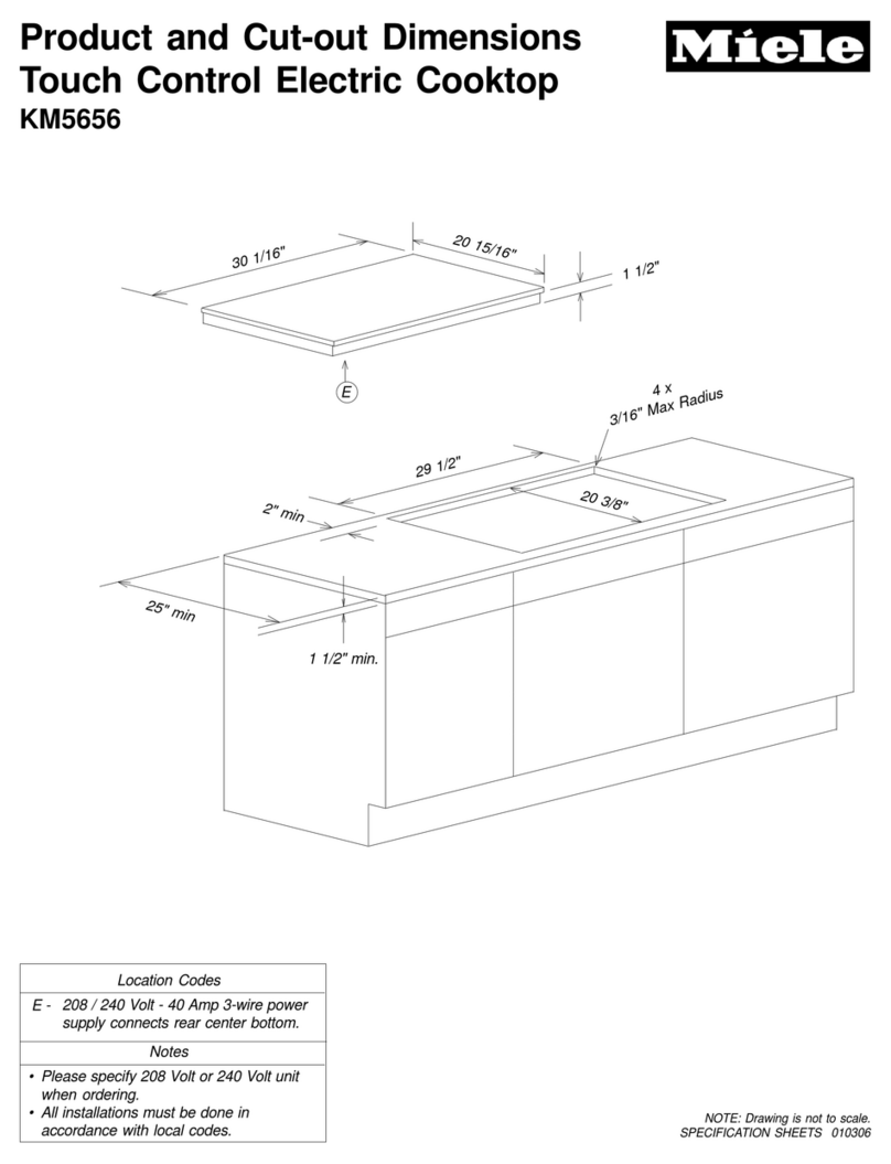 Miele KM 5656 Product and Cut-out Dimensions