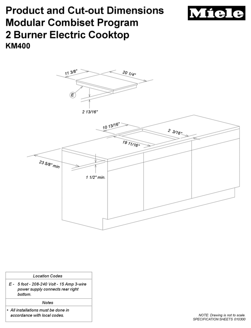 Miele KM 400 Product and Cut-out Dimensions