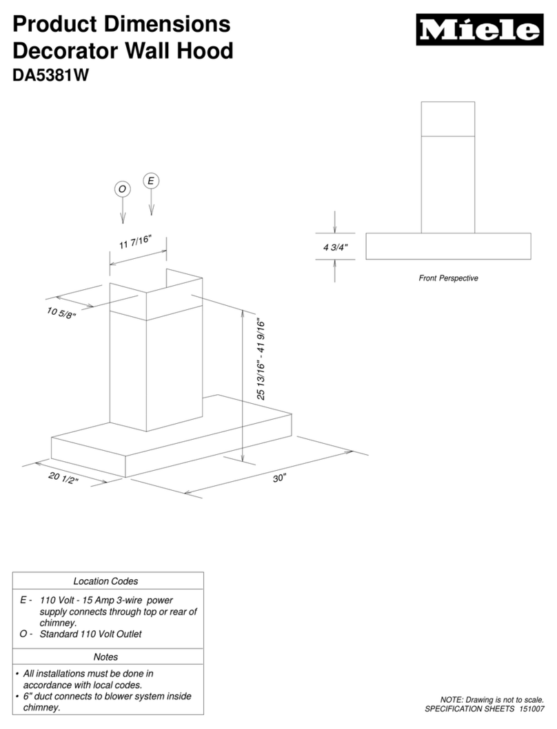 Miele DA 5381 W Operating and Product dimensions