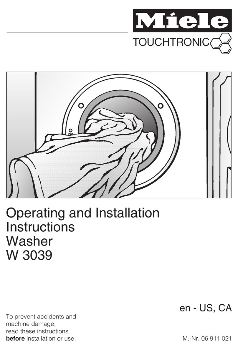 Miele TOUCHTRONIC W 3039 OPERATING AND INSTALLATION Manual