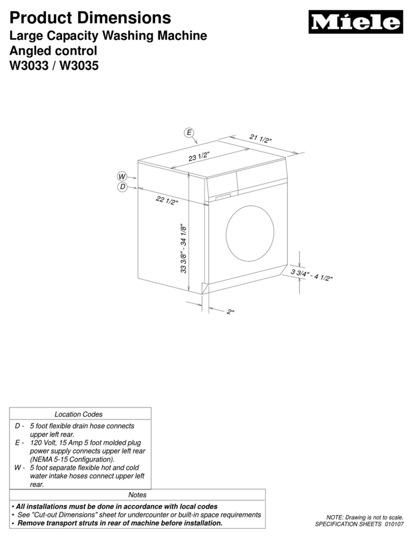 Miele Touchtronic W 3033 Product dimensions