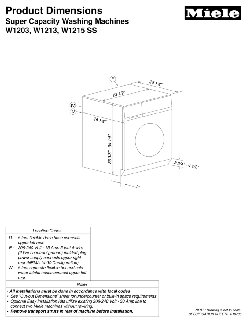 Miele W 1203 WASHING MACHINE Product dimensions