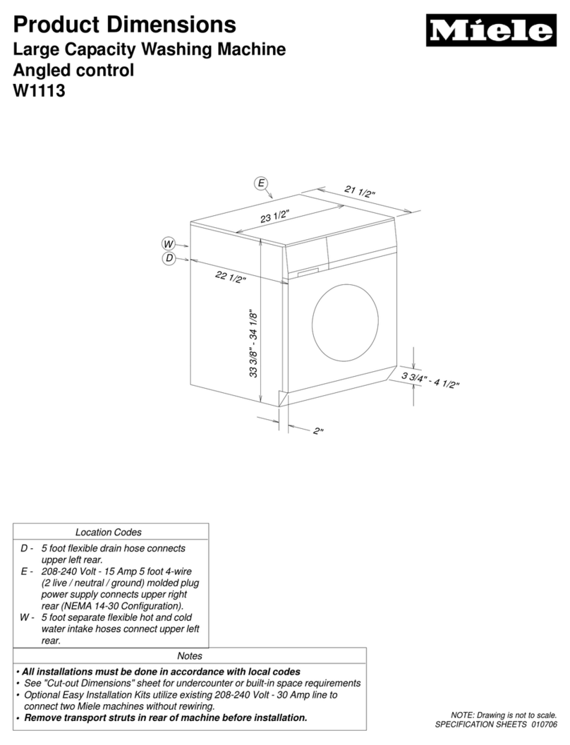 Miele W 1113 Product dimensions