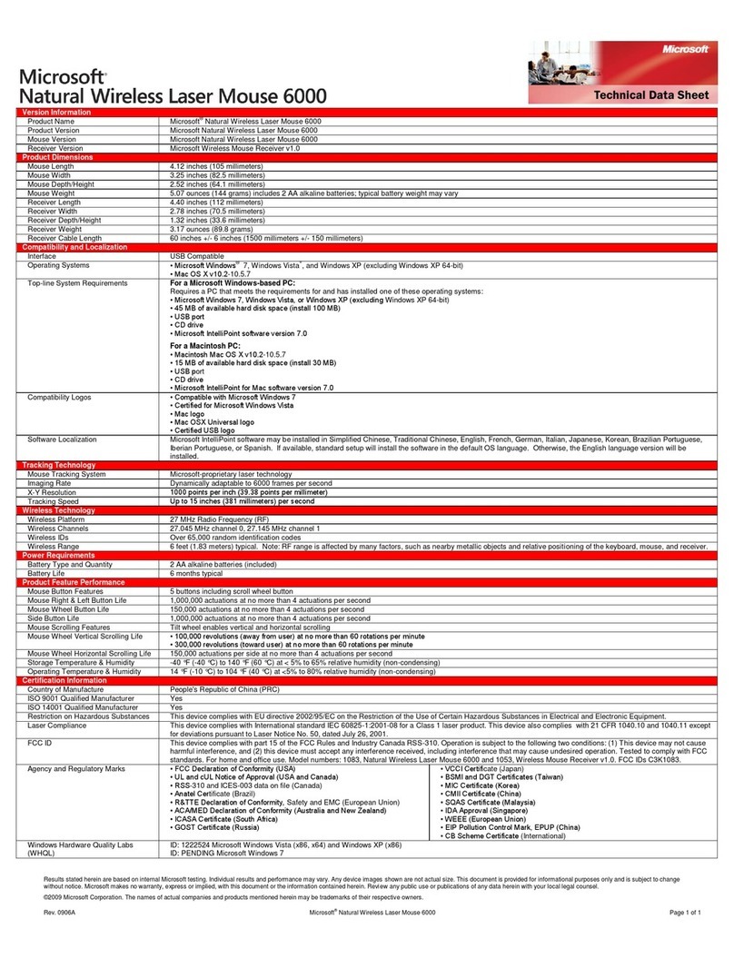 Microsoft Natural 6000 User manual