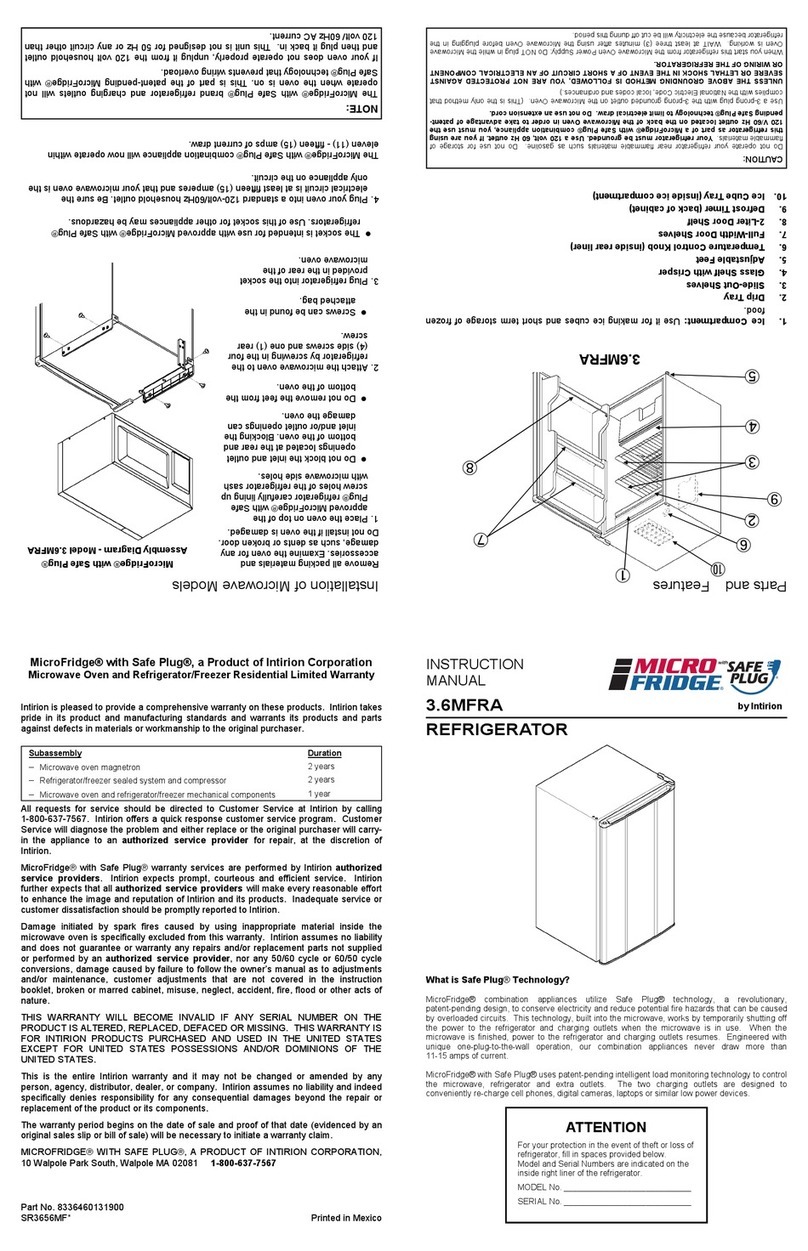 Micro fridge 36MFR instruction manual