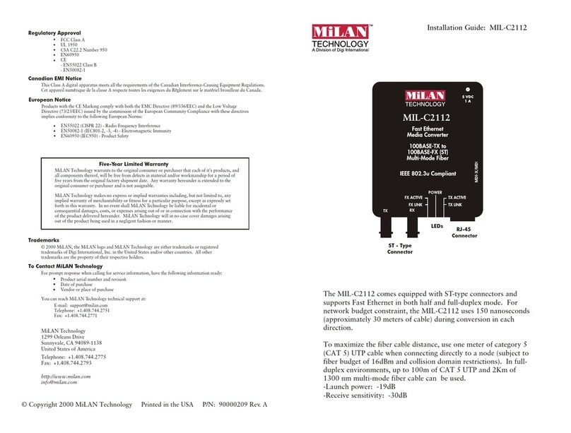 MiLAN MIL-C2112 installation guide