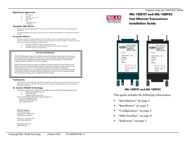 MiLAN MIL-100FXC installation guide