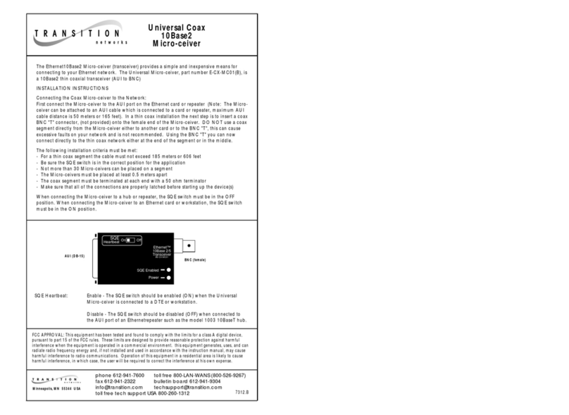 Transition Networks E-CX-MC01B User manual