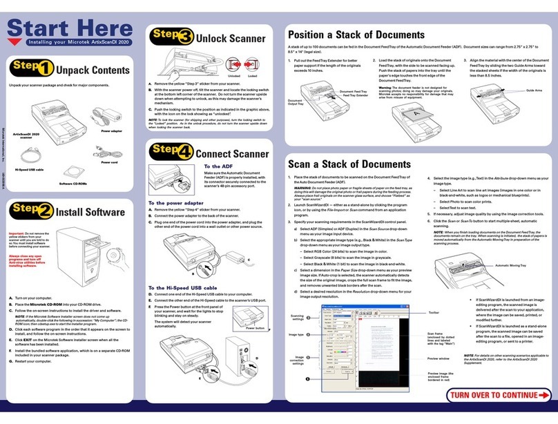 Microtek ArtixScan DI 2020 quick start guide